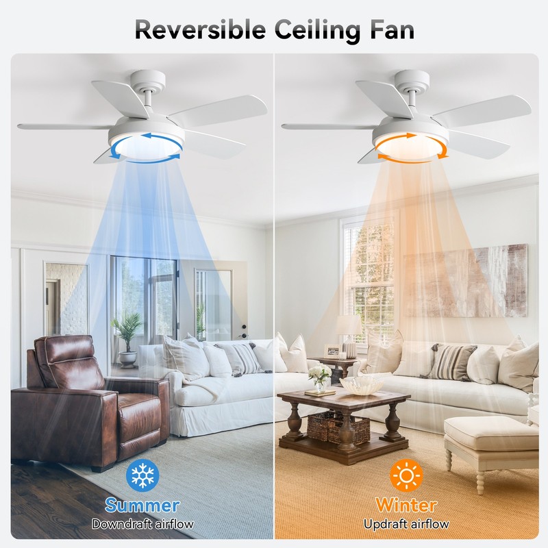 Sofucor 42'' Ceiling Fans with Lights & Dimmable LED Quiet Reversible DC Motor gallery