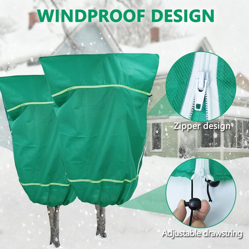 Outdoor Plant Covers for Winter Freeze Protection w/Zipper & Drawstring Reusable gallery