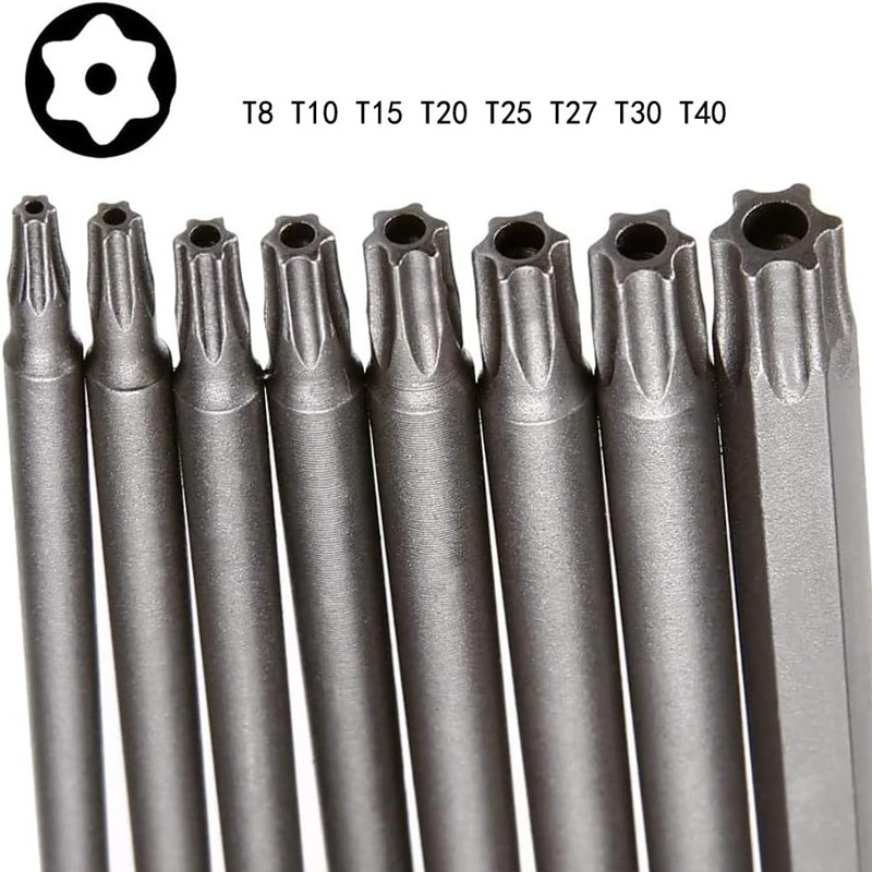 8pcs Torx Screwdriver Bit Set Hex Security Magnetic Head 100MM Extra Long T8-T40 gallery