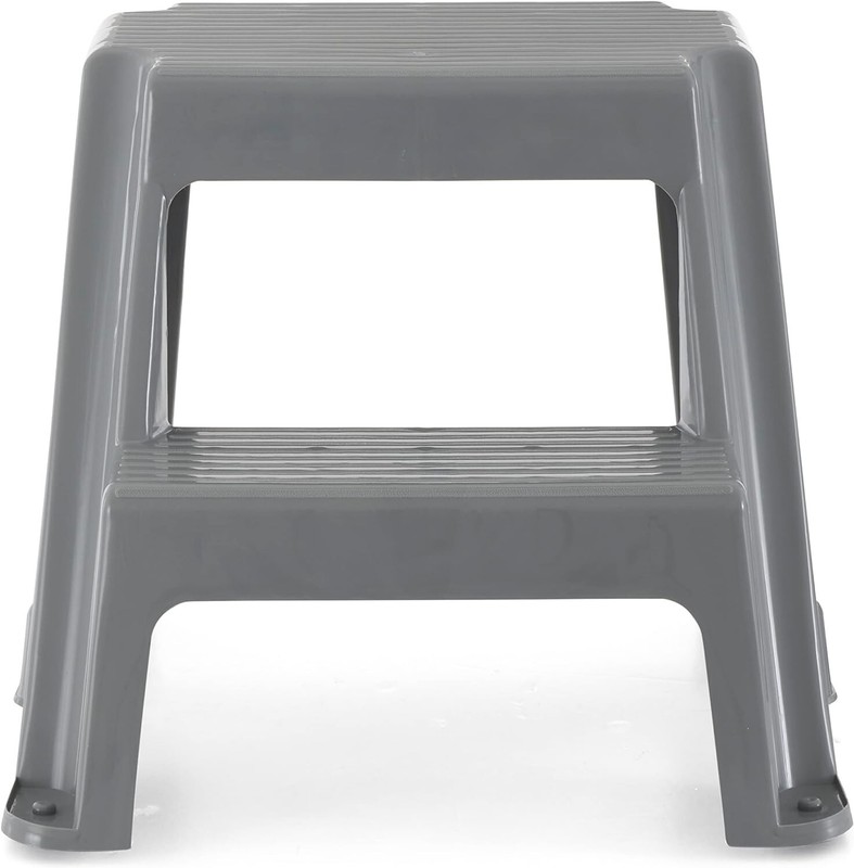 2-Step Molded Plastic Stool Cutout Handle Non Slip Step Tread 300 Pound Capacity gallery