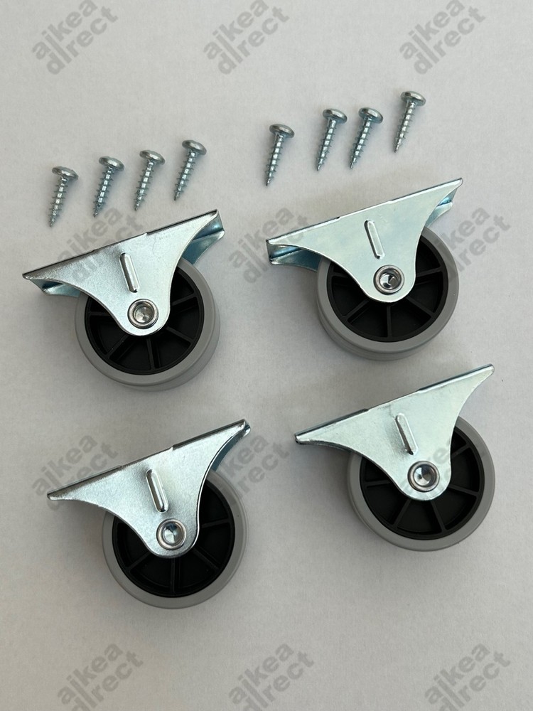 Ikea Caster wheels, Part # 111401 (4 pack) # 109049 (8 screws) - NEW USA shipped