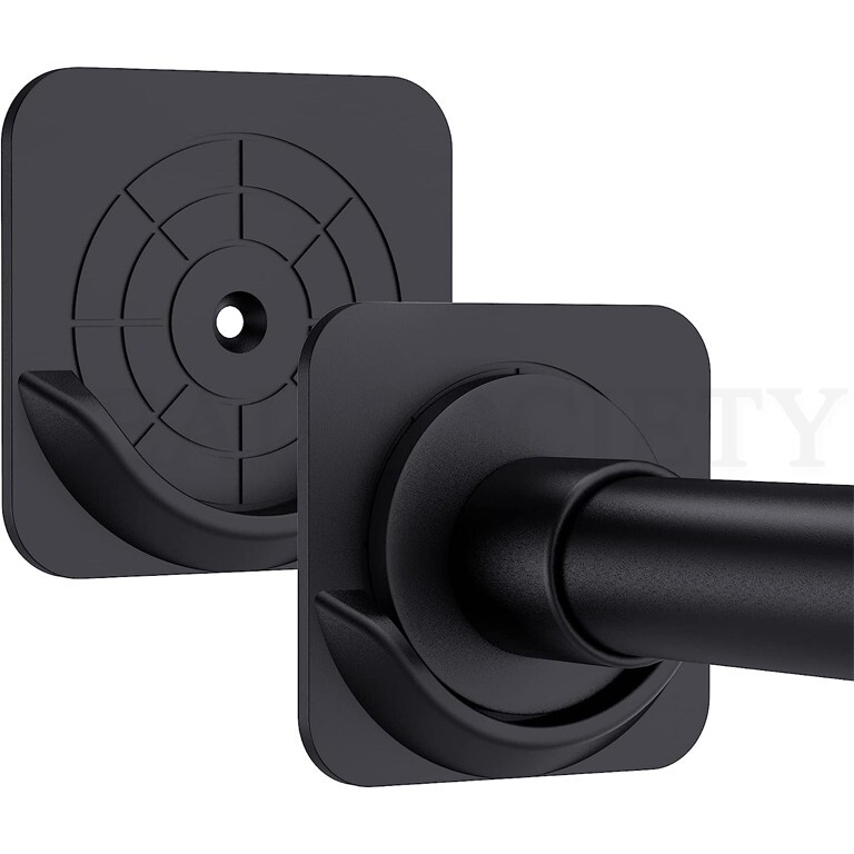 4 Pack Adhesive Shower Curtain Rod Mount Holder for Wall Easy to Install Black gallery