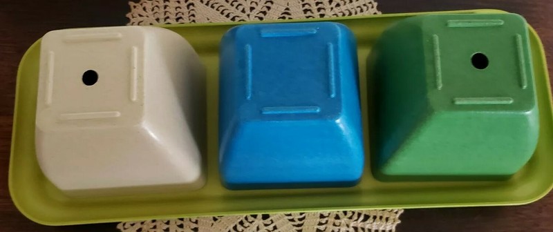 Four (4) Piece Planter Set ~ 3 Planters + 1 Tray ~ Multi Colored ~ NIB gallery