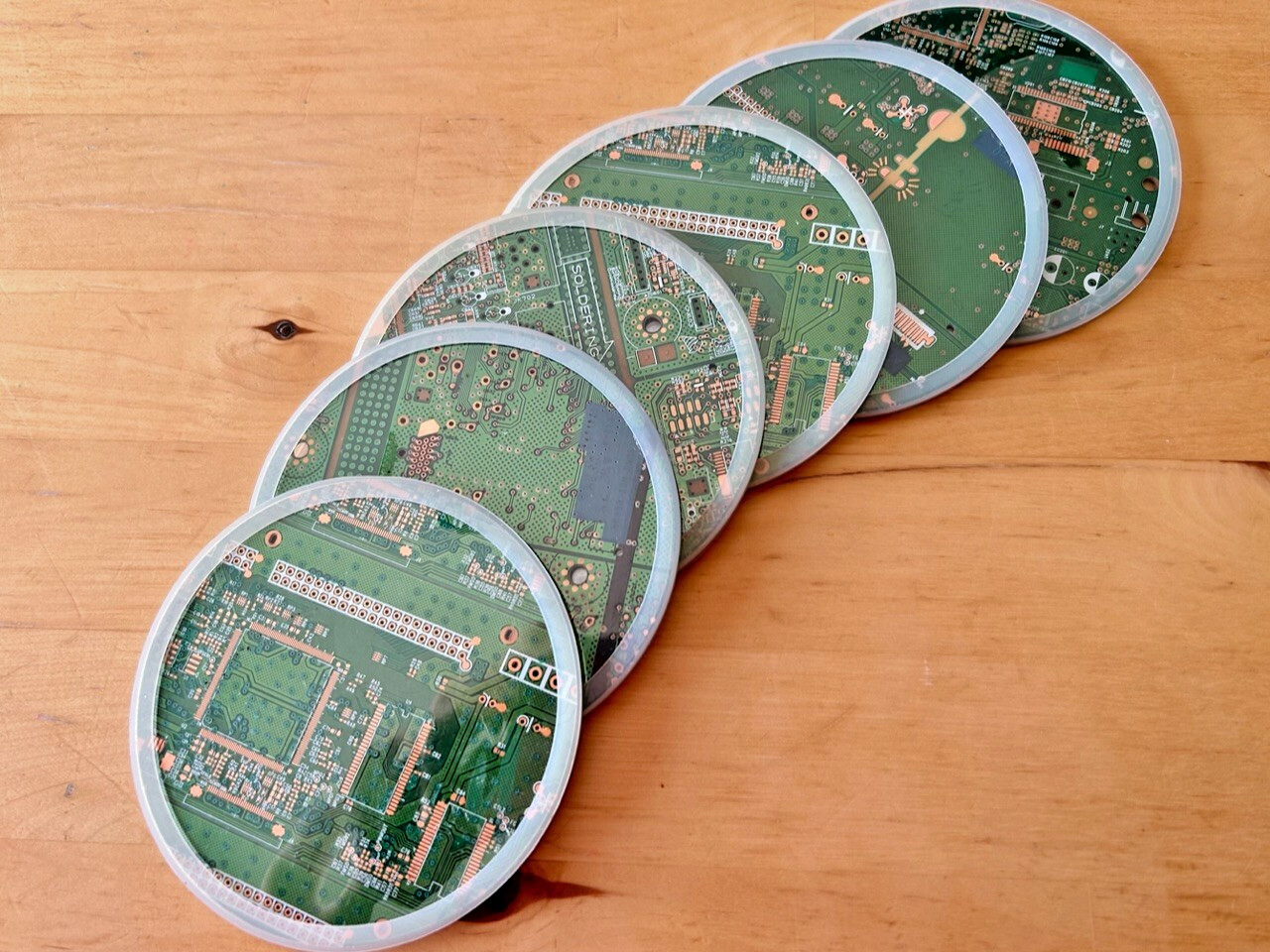 Terracycle Circuit Board Beverage Coasters, Set of 6, Round, Lightly Used gallery
