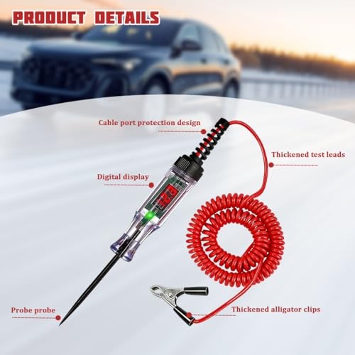 Car Test Light, 5V-110V Vehicle Digital LED Circuit Tester with Alligator Clip gallery
