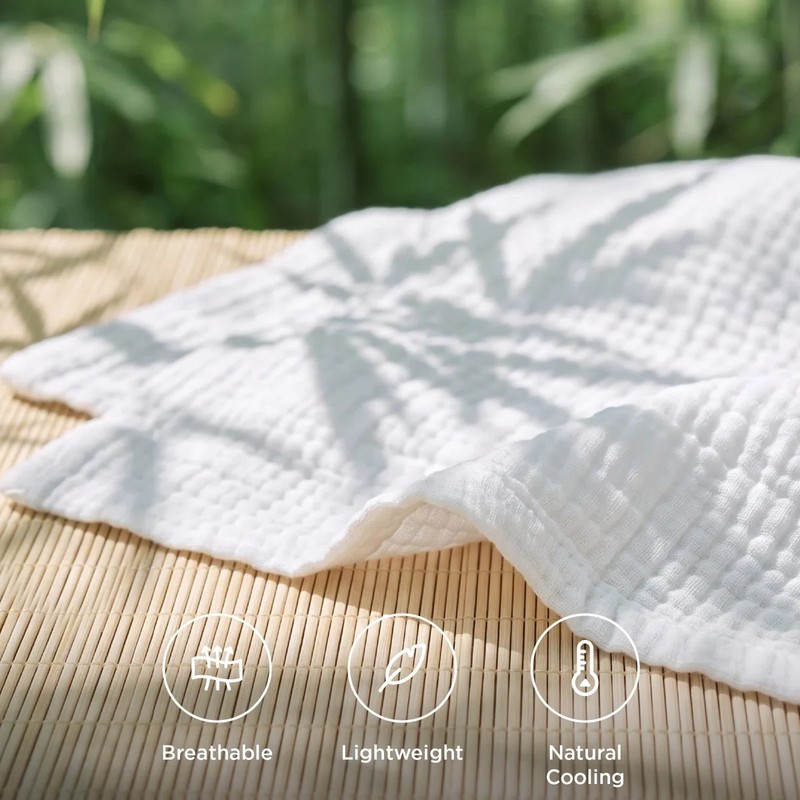 Bedsure White Cotton Muslin Throw Blanket 4 Layers Summer Cooling Gauze gallery