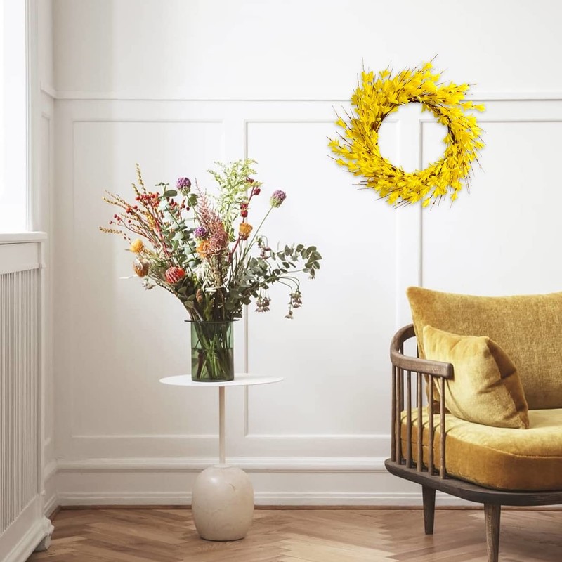 Bibelot 20inch Artificial Forsythia Flower Wreath Spring Summer Fall Silk Leaves gallery