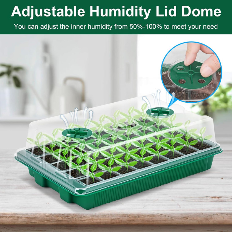 5 Pack Seed Starter Tray Seed Starter Kit (200 Cells Total Tray) with Adjustable gallery