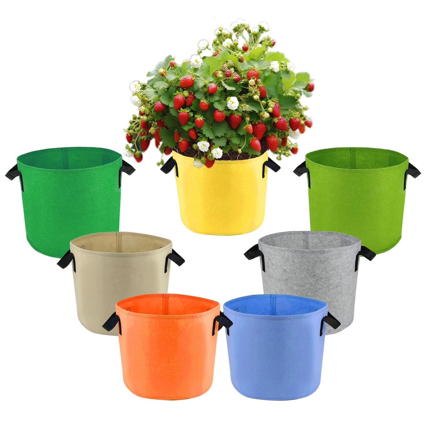 7-Pack 5 Gallon Grow Bags Multi-Colored Planting Fabric Pots Garden Bags to G... gallery