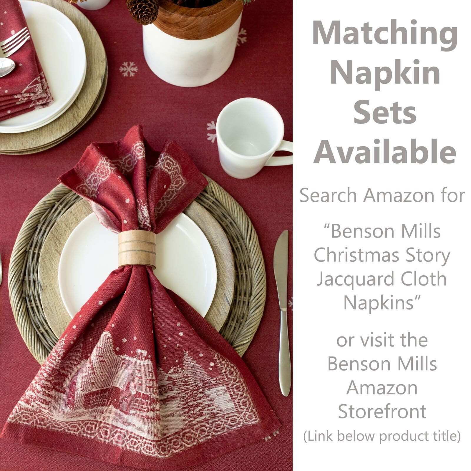 Engineered Jacquard Heavyweight Fabric Table Cloth Holiday Winter And Christmas gallery