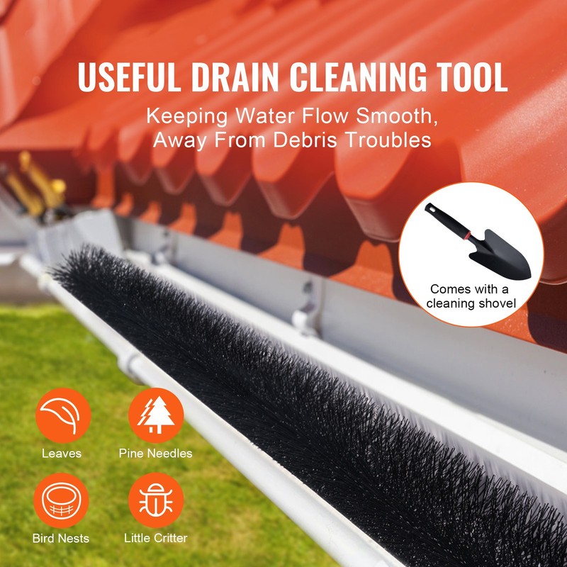 VEVOR Gutter Guard Brush 15 FT Length Bristle Leaf Guard Fit for 5 Inches Gutter gallery