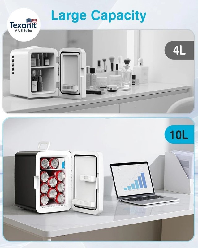 Compact Mini Fridge, 10L Portable Small Refrigerator, 2.6 Gal Mini Fridge with A gallery
