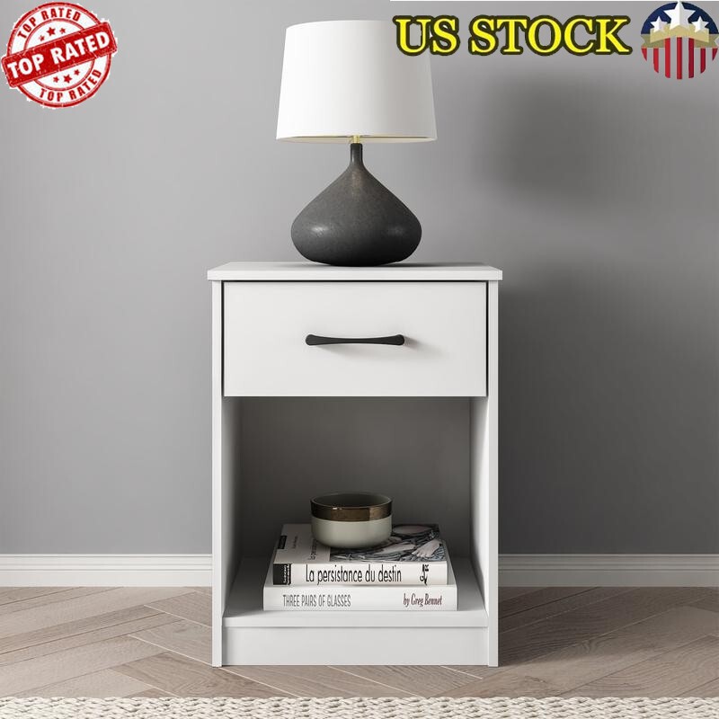 Ardent Nightstand Bedside Table with 1 Drawer End Side Table Bedroom White gallery