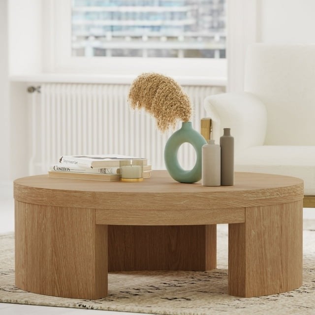 Mod round Coffee Table by Drew Barrymore, Warm Honey Finish gallery