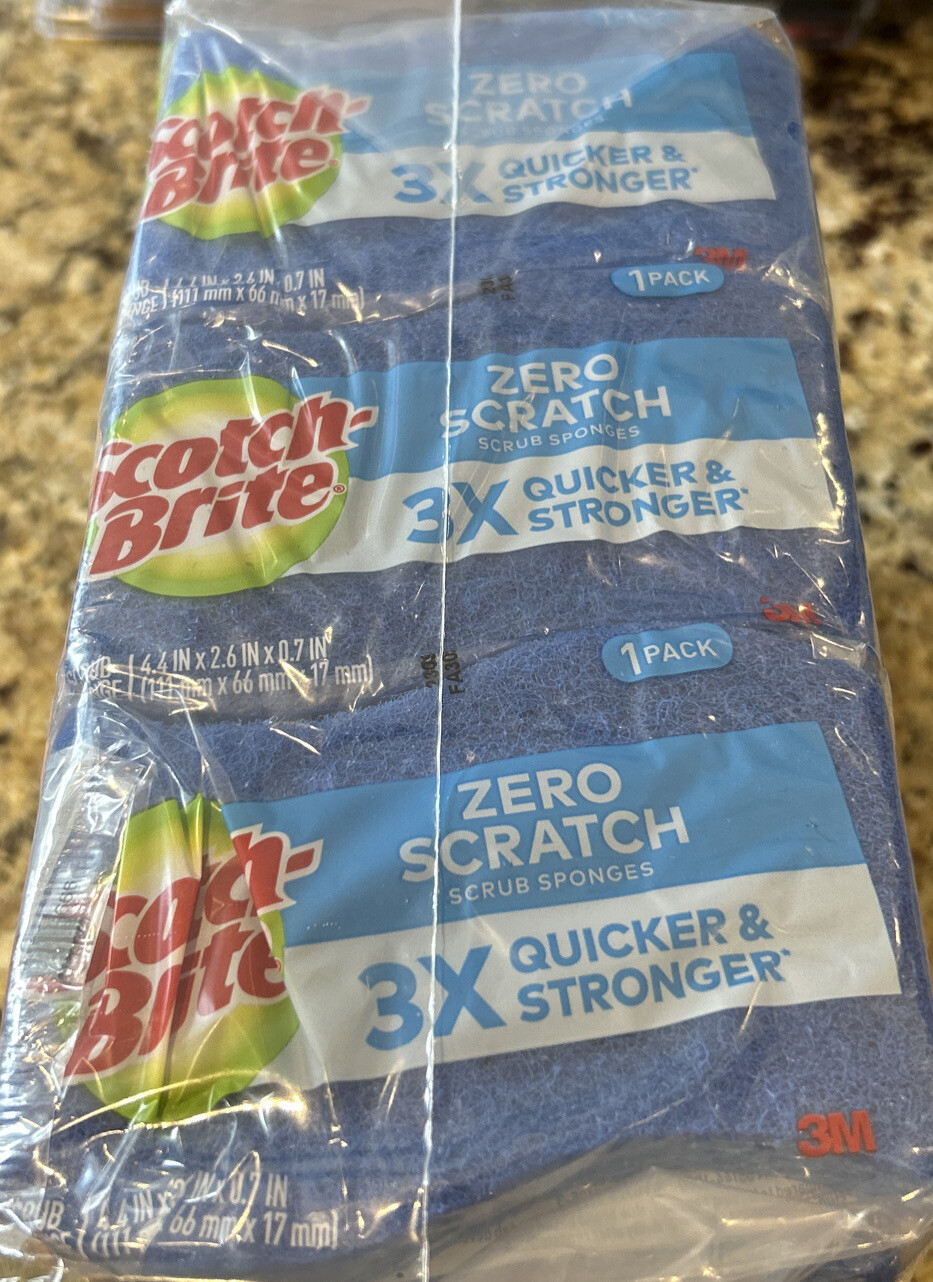 Scotch-Brite ZERO SCRATCH BLUE Scrub Sponges 24 Individual Wrapped Scrub Sponges gallery