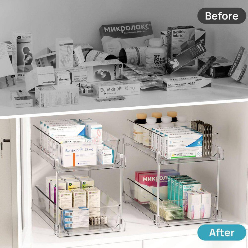 Multi-Purpose Tabletop Mount Slide-Out Drawer Non-Slip Shower Caddy, 4-Pack Bath gallery