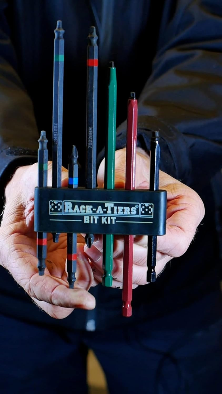 Rack-A-Tiers Rough-In Bit Kit - 7 Piece Electrician'S Robertson Driver Bit Set, gallery