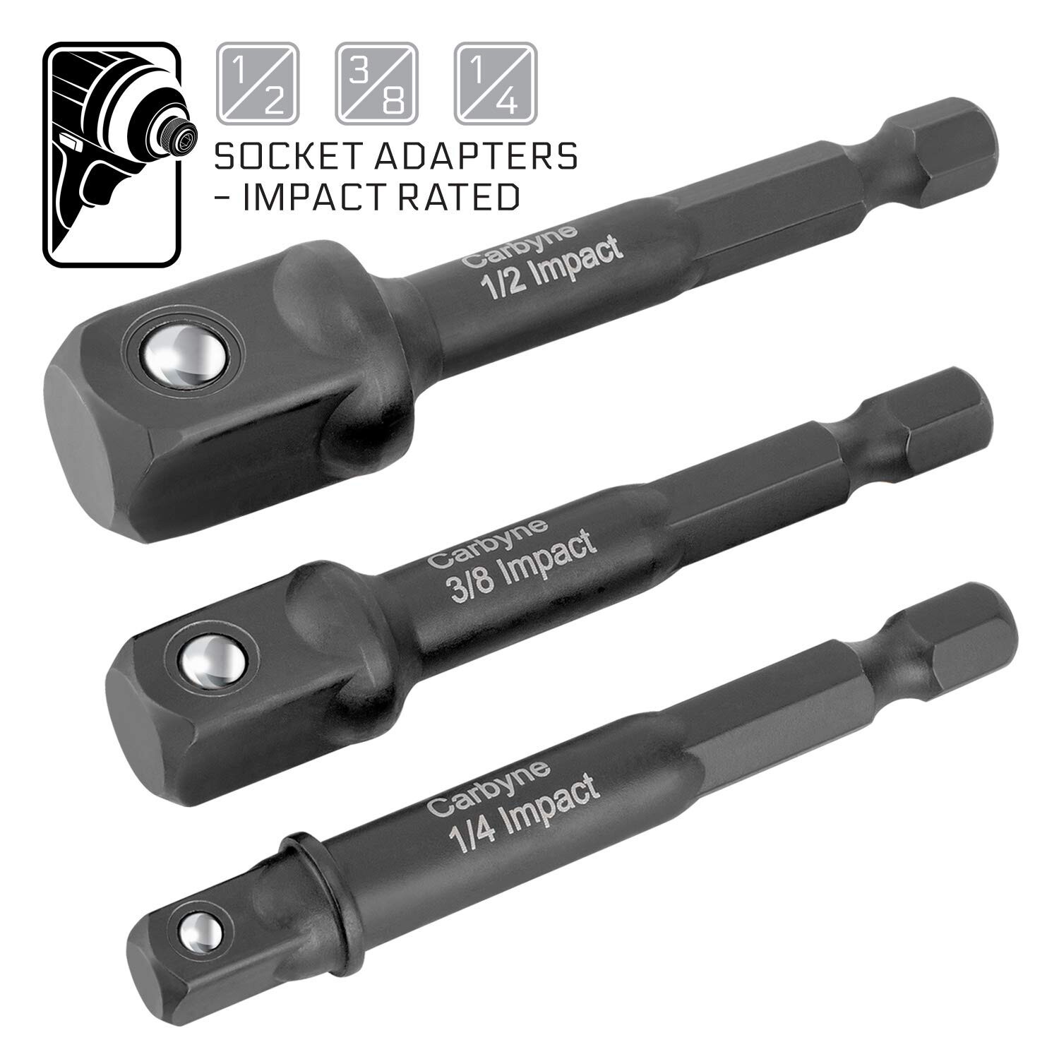 Impact Socket Adapter Set - Drill & Driver Bit Set, 1/4 to 1/2 Inch Adapter f... gallery