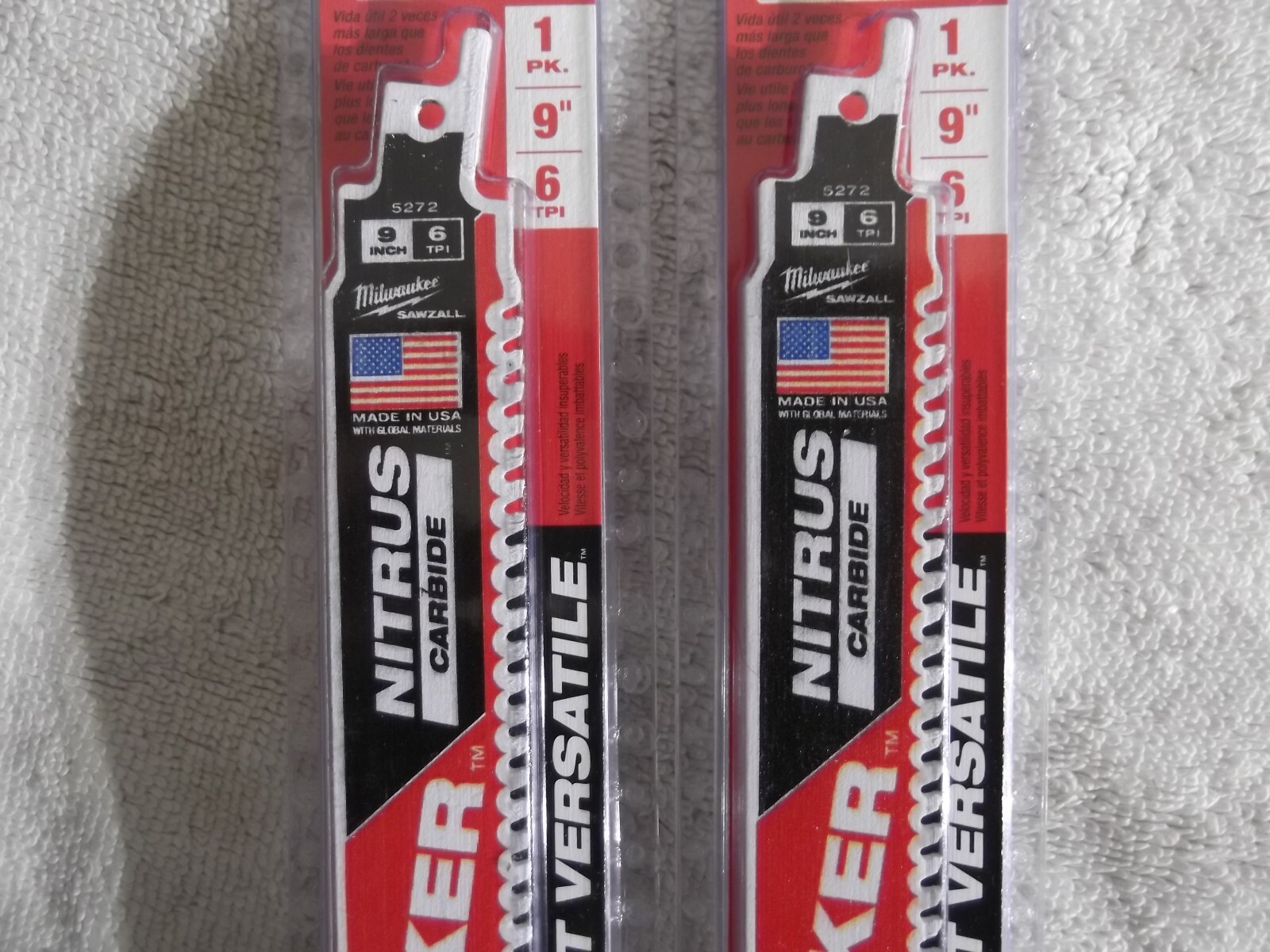(2) Mlwaukee Wrecker Sawzall Blades- 9in 6 TPI Nitrus Carbide Teeth-USA gallery