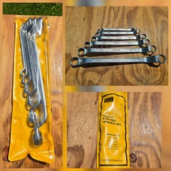 Vntg SEARS 6pc SAE Offset Double Box End Wrench Set Pouch Japan 9-4387 craftsman