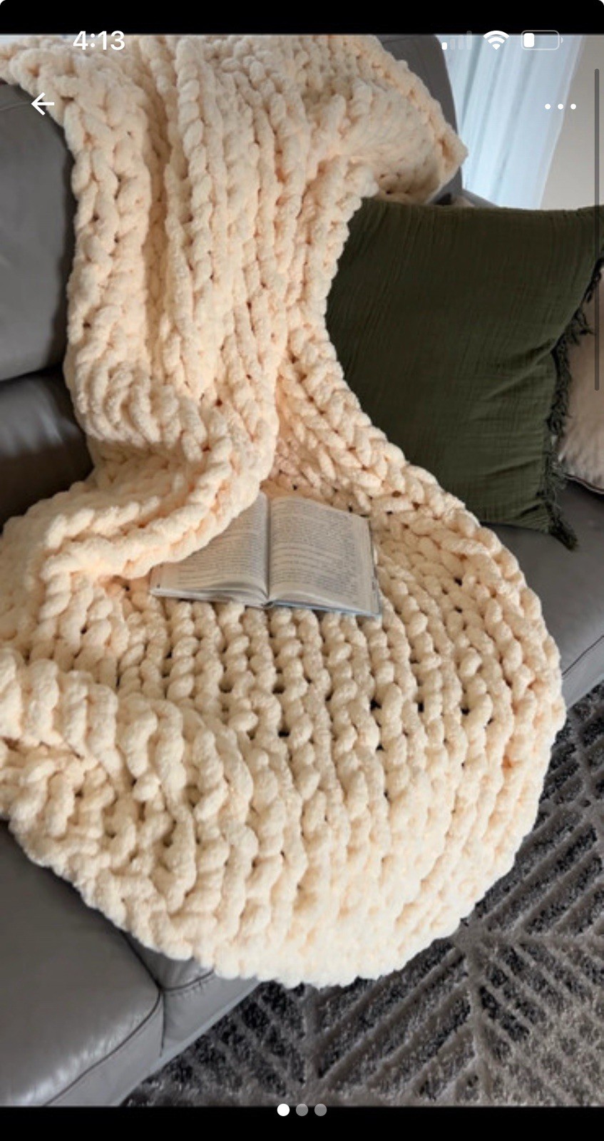 Crochet Afghan Throw Blanket Chevron 80x40 VTG Handmade Fall Colors Retro gallery