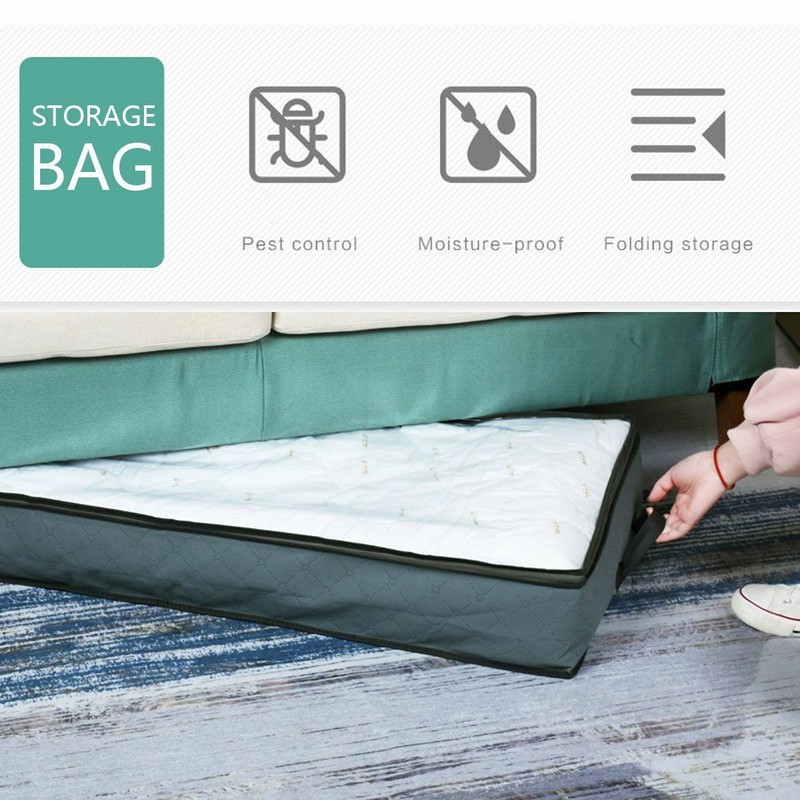 2 Pack Flexible Zippered Under Bed Storage Bag Large Underbed Clothes Storage US gallery