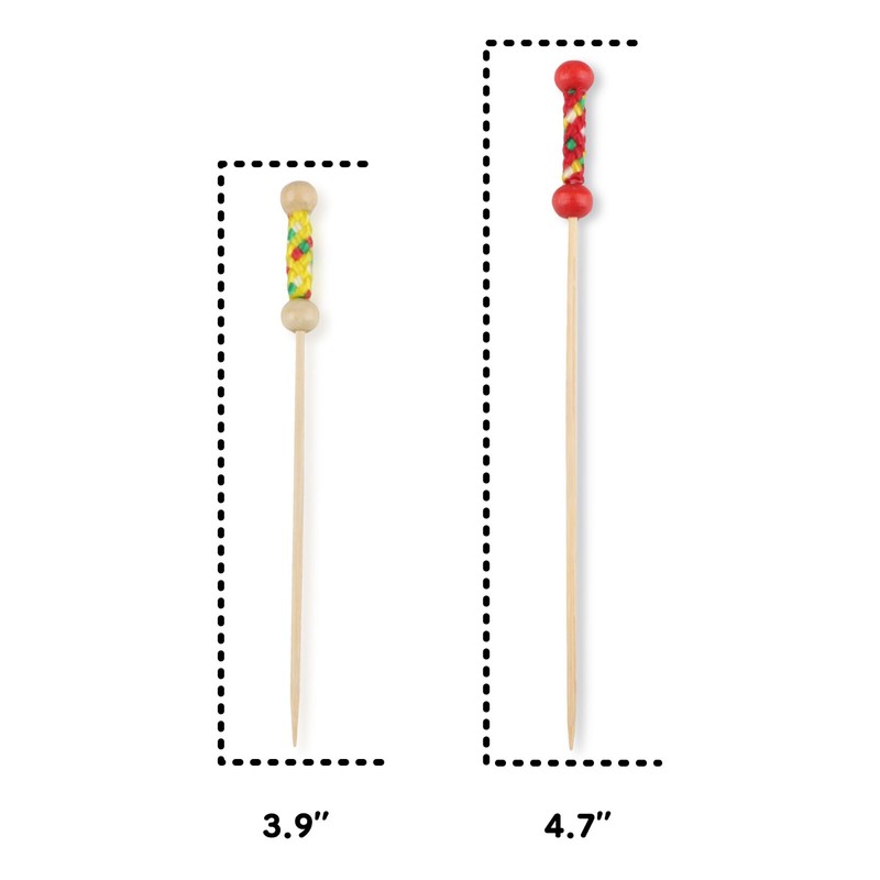 BambooMN Bamboo Braided String Picks 3.9" or 4.7"(10cm) Bright Yellow or Red gallery