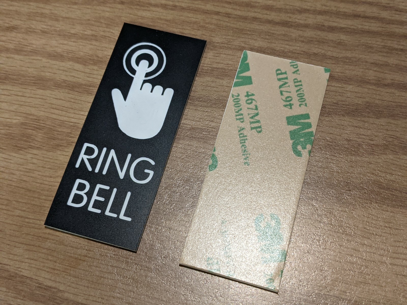 Engraved 2.5" Vertical RING BELL Black Doorbell Sign Plaque Plate w/ Adhesive gallery