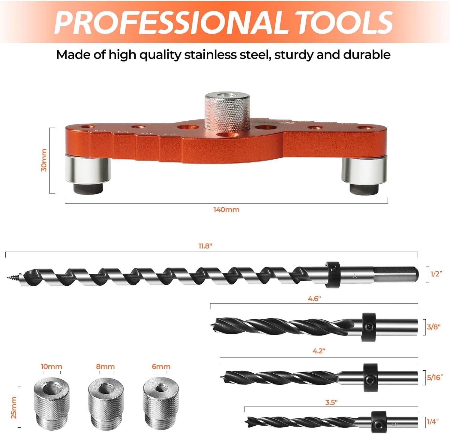 Dowel Jig Kit for Floating Shelf Bracket & 1/2" X 11.8" Drill Bit Self-Centering gallery