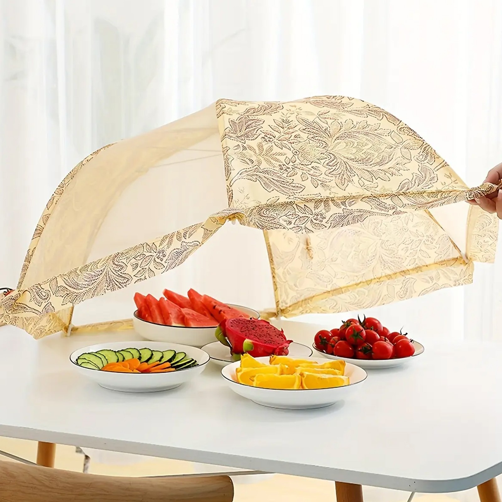 Foldable Mesh Food Cover - Anti-Fly, Dustproof for Dining Table & Outdoor Use gallery