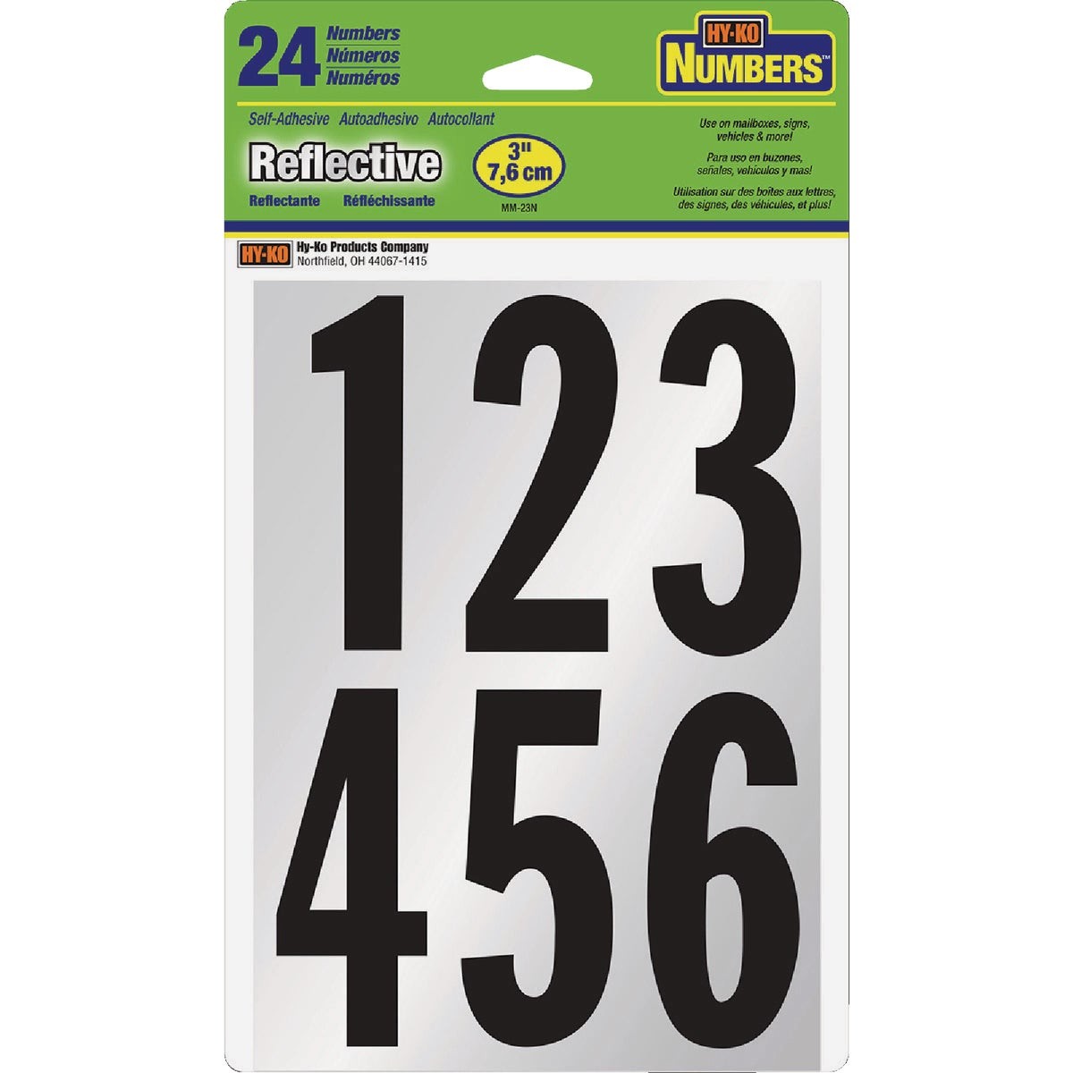 Hy-Ko 3 In. Reflective Numbers MM-23N Hy-Ko MM-23N 029069021146 Vinyl Black gallery