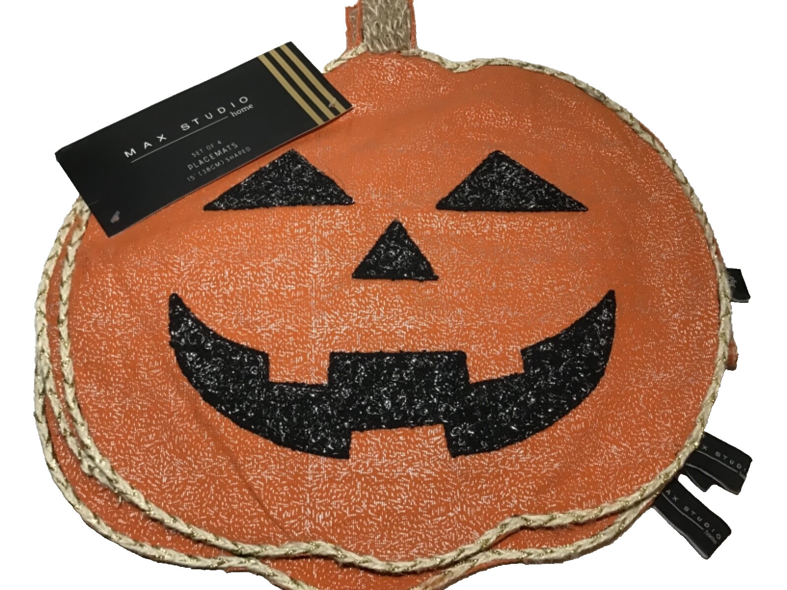 Max Studio Halloween PlacematS JACK O LANTERN ORANGE 100% COTTON NIP gallery