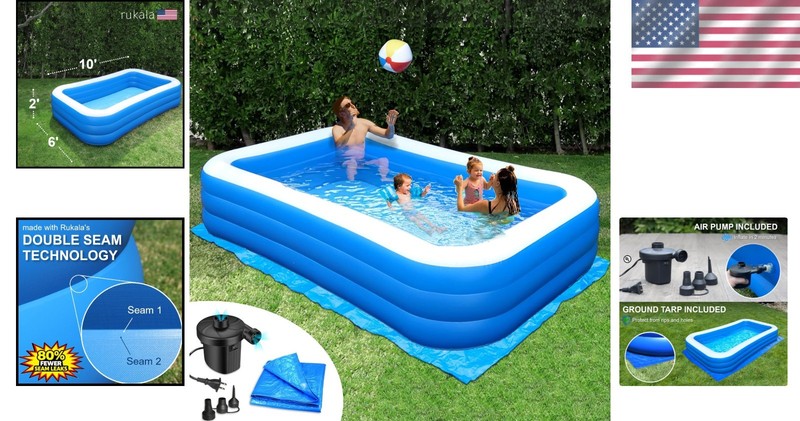 High-Quality Rectangular Pool - 10ft x 6ft - Electric Pump gallery