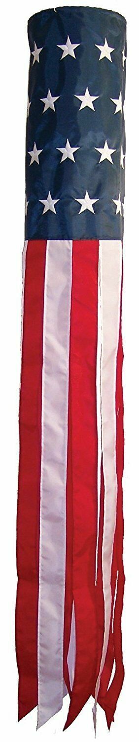 (2 PACK) 60" Embroidered U.S. USA American Flag AMERICA Wind Sock 100% NYLON gallery