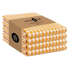 Native Fab 4 Pack Yellow Gingham Cotton Dish Towels 16″x26″ Absorbent Kitche…