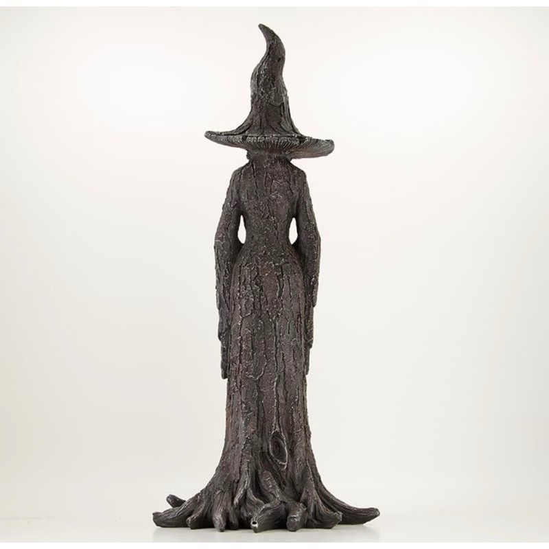 Cracker Barrel Witch Figurine Mushroom Hat Bark Texture Halloween Decor New gallery