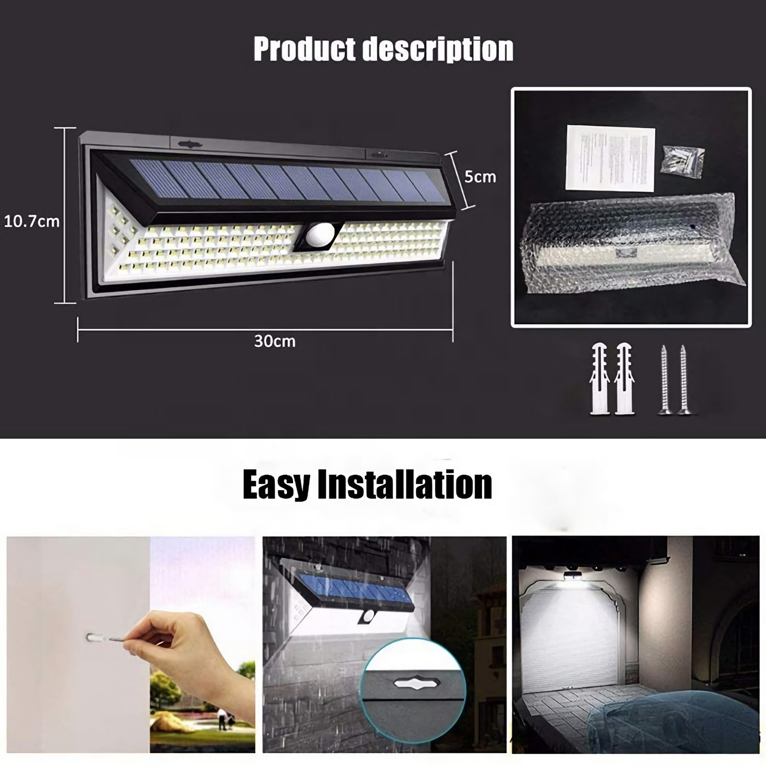 Solar Light Outdoor, 118 LEDs PIR Motion Sensor Weatherproof For Wall Fence gallery