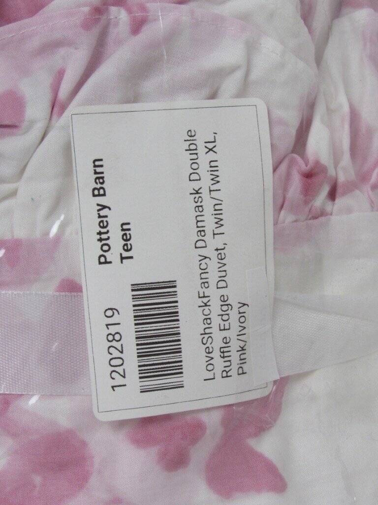 Pottery Barn Teen LoveShackFancy Damask Ruffle Edge Duvet Twin/TwinXL Pink/Ivory gallery