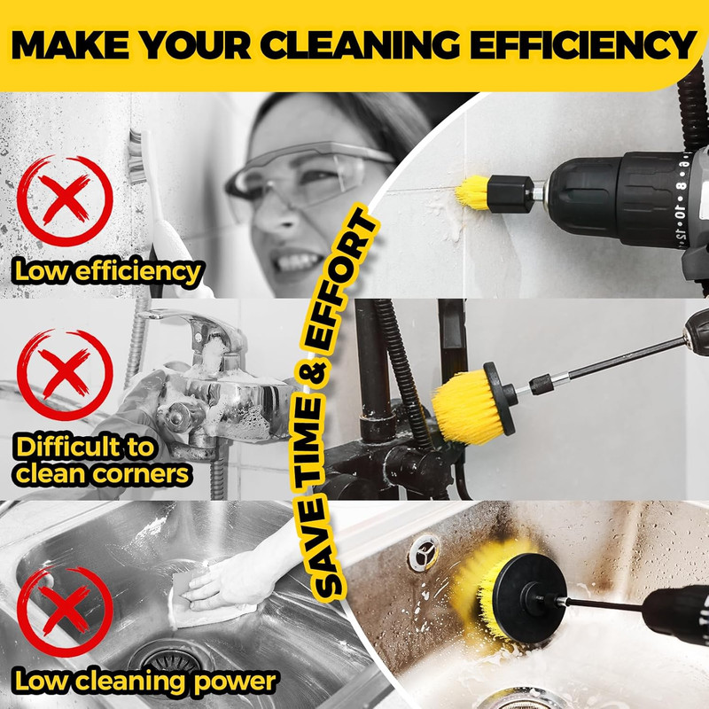 6Pack Drill Brush Power Scrubber Cleaning Brush Extended Long Attachment Set All gallery