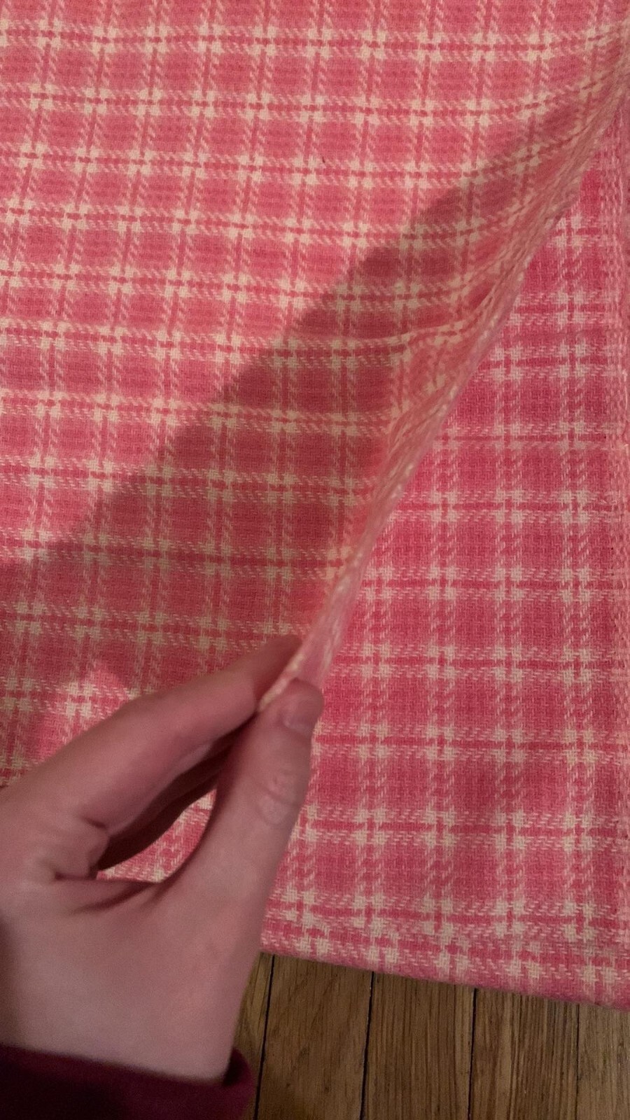 Vintage Gingham Plaid Check Windowpane Fabric 56 x 70 in. gallery
