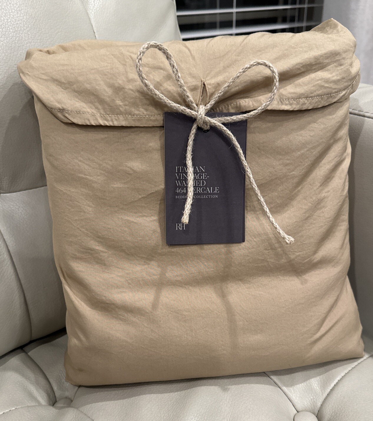 Restoration Hardware Italian Vintage Washed 464 Percale Cal King Sheet Set Wheat gallery