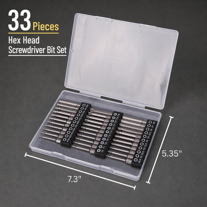33pc Hex Head Allen Wrench Drill Bit Set SAE Metric & Security Torx S2 Steel gallery