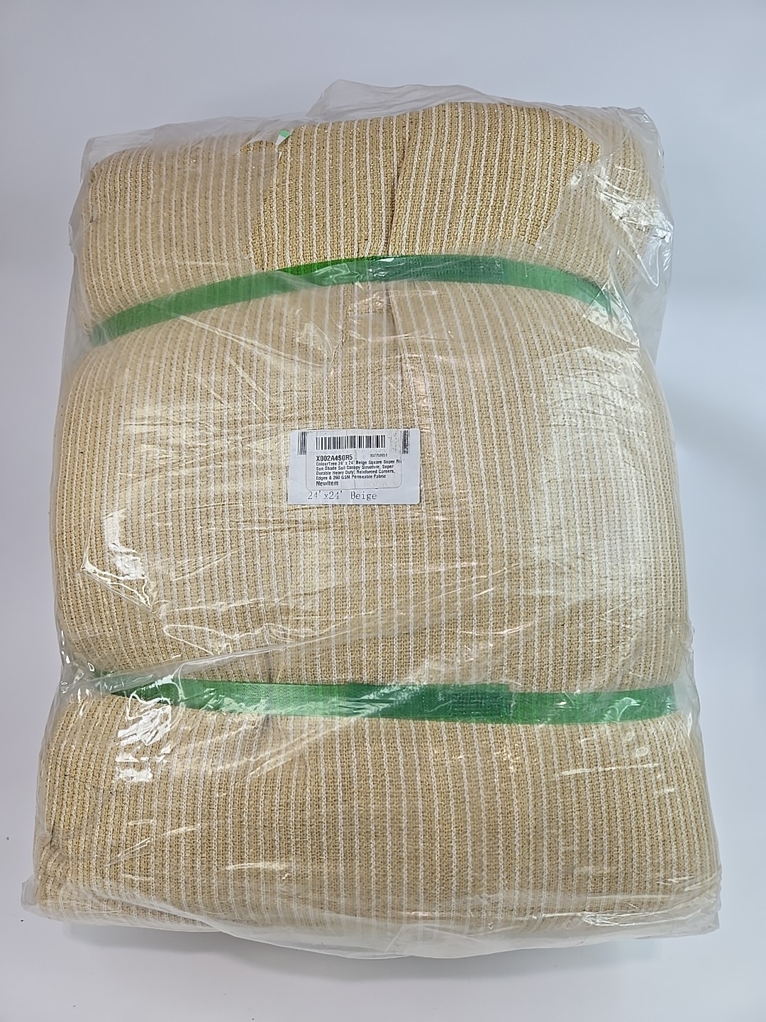 ColourTree 24' x 24' x 24' Beige Square Sun Shade Sail Canopy Mesh Fabric 260GSM gallery