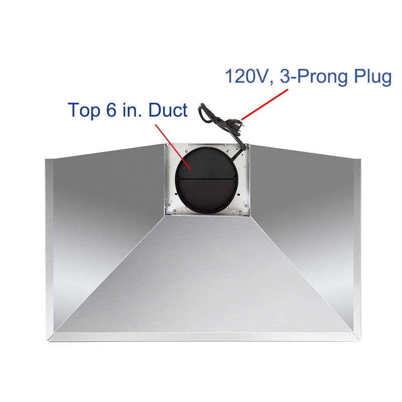30" Wall Mount Range Hood Stainless Steel Top Vent Filter Button Control 500 CFM gallery