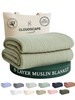 Muslin Blanket Queen 92 x92 8 Layer 100% Cotton Lightweight Sage Green Adults gallery