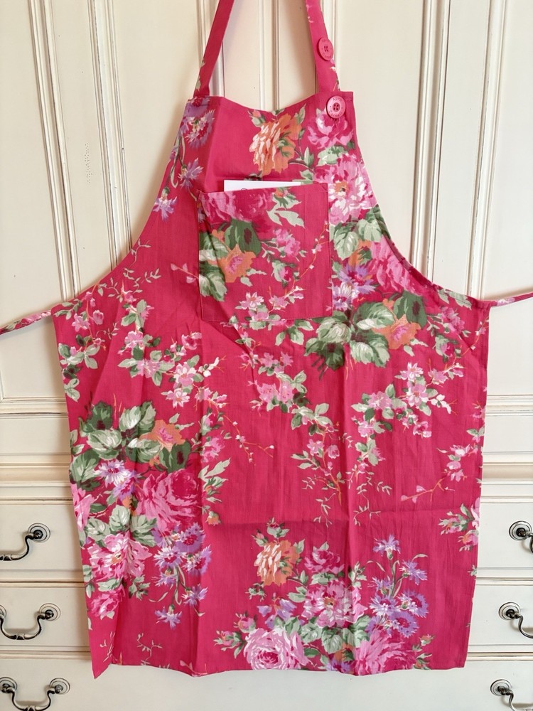 Gorgeous NEW APRIL CORNELL APRON ~ “Cottage Rose” ~ 31 X 30 ALL COTTON