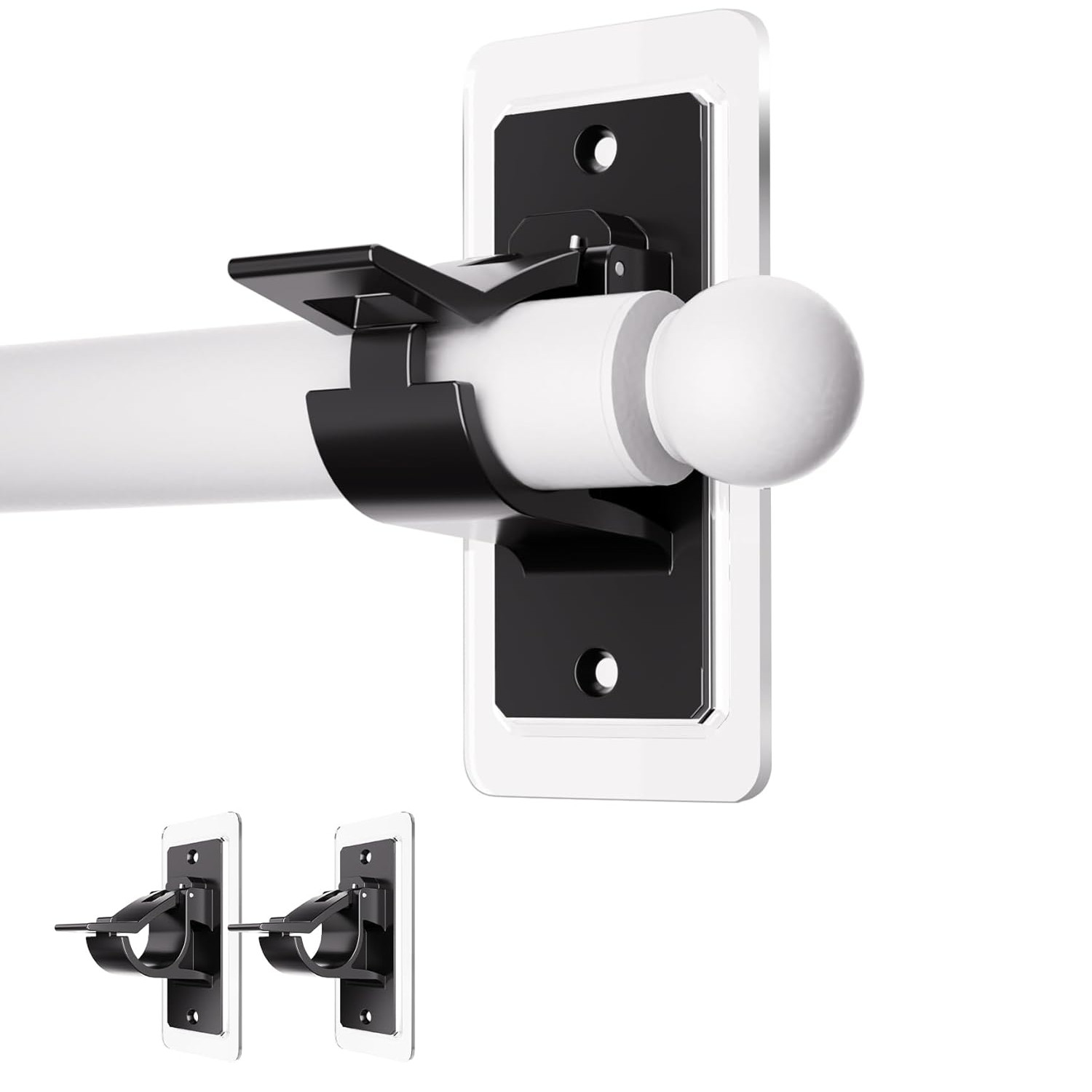 2 Pack Self Adhesive Rod Brackets,No Drill Needed Curtain Rod Holders, Nail Free gallery