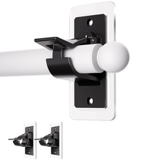 2 Pack Self Adhesive Rod Brackets,No Drill Needed Curtain Rod Holders, Nail Free
