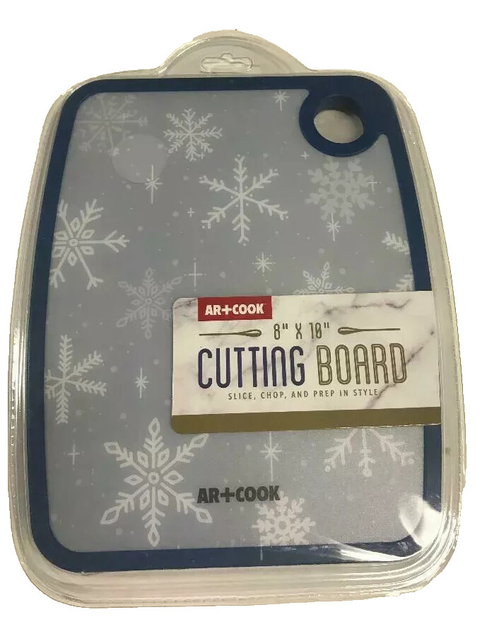Art & Cook Slice & Chop Holiday Snow Flakes Print 8" X 10" Cutting Board gallery