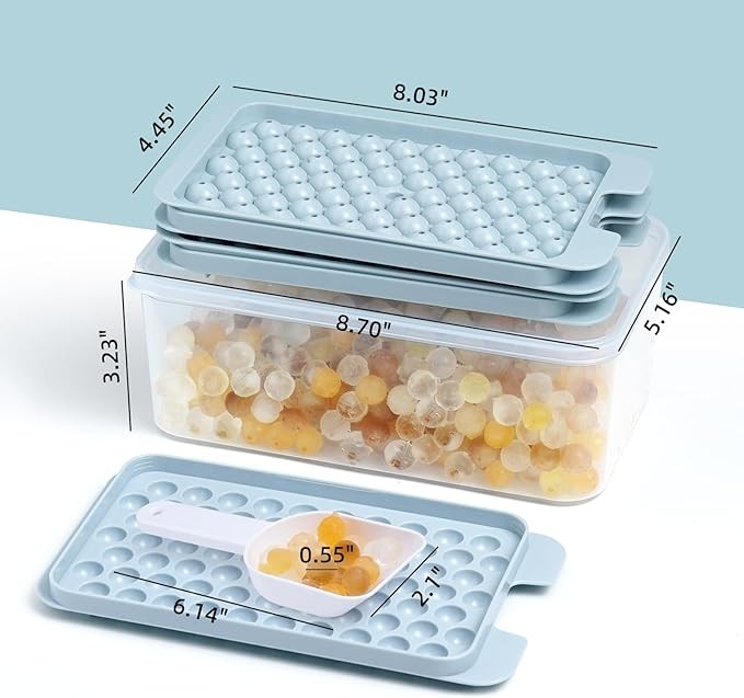 3 Pack Mini Ice Cube Trays with Lid & Bin Easy Release BPA Free gallery